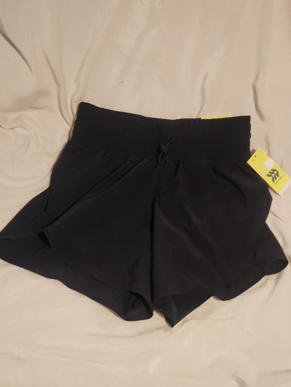 all in motion Black Women's Athletic Shorts with Smocked Waist